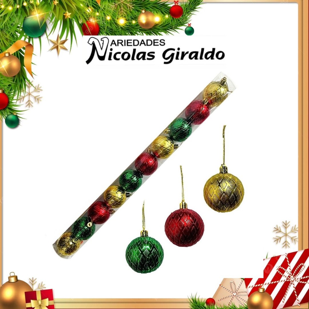 @BOLA NAVIDEÑA 6 CM X10 SURTIDA 