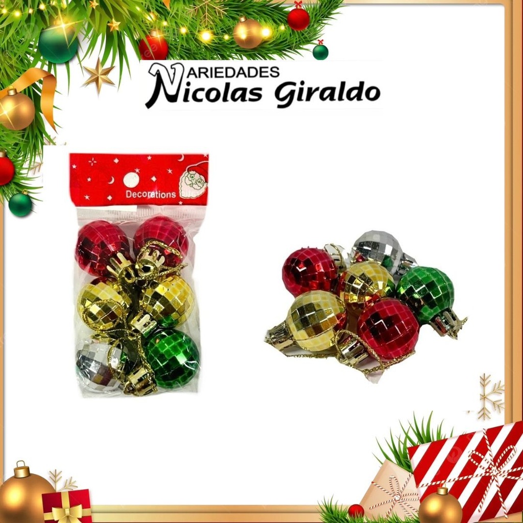 @BOLA NAVIDEÑA MINI BOLSA X6 MULTICOLOR 