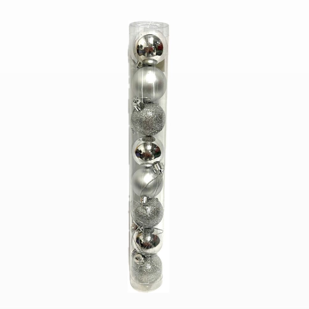 @BOLA NAVIDEÑA MINI TUBO X8 PLATA