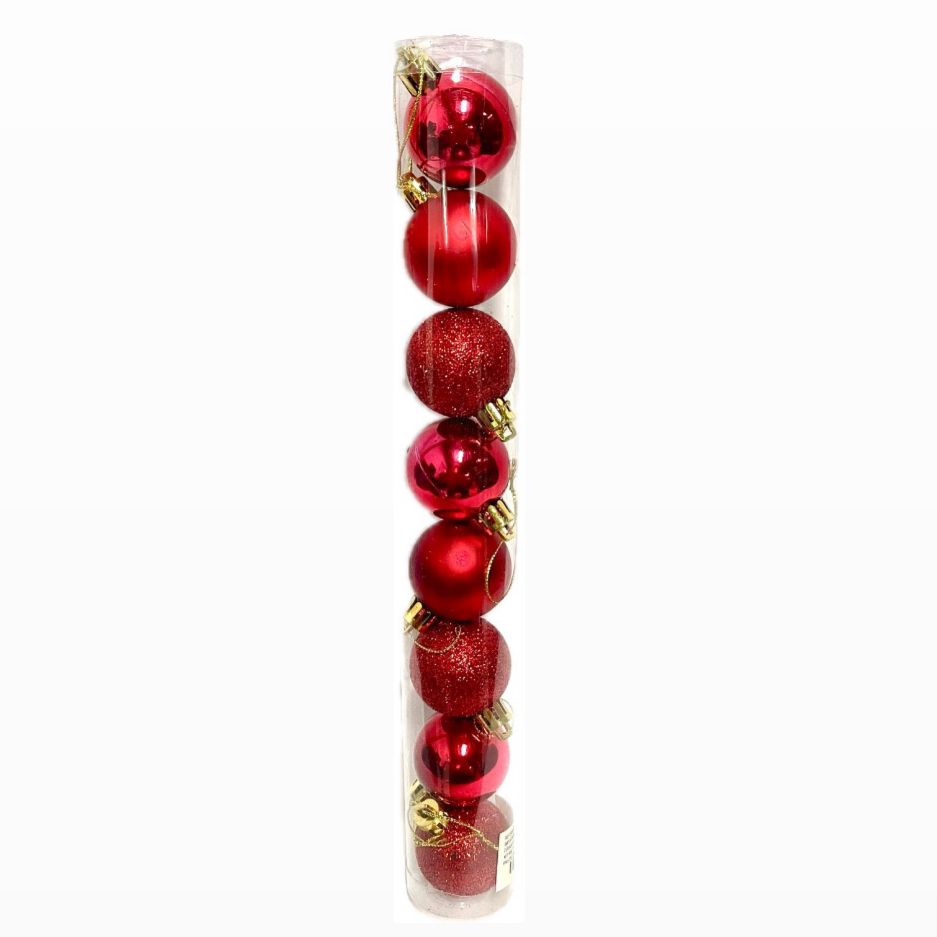 @BOLA NAVIDEÑA MINI TUBO X8 ROJA 