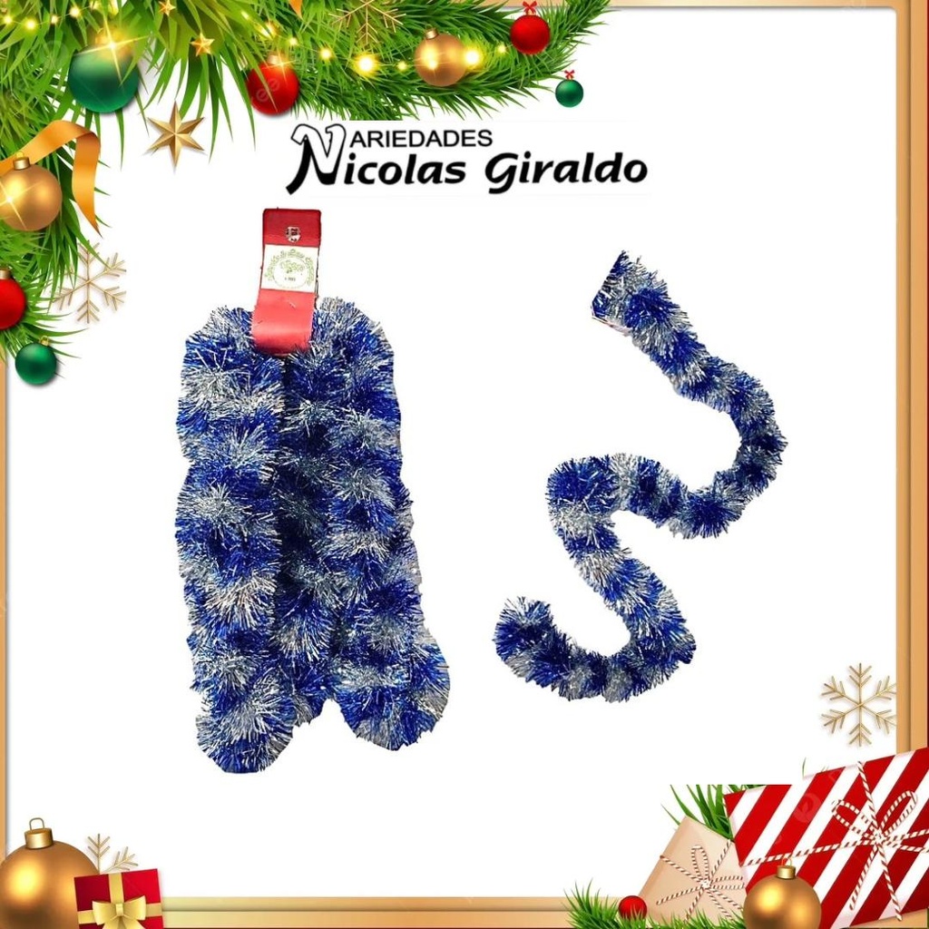 GUIRNALDA NACIONAL METALIZADA AZUL PLATA 7.5 X4MTS