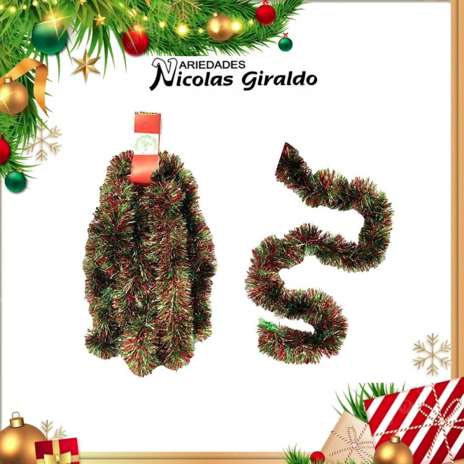 GUIRNALDA NACIONAL METALIZADA ROJA VERDE X4MTS