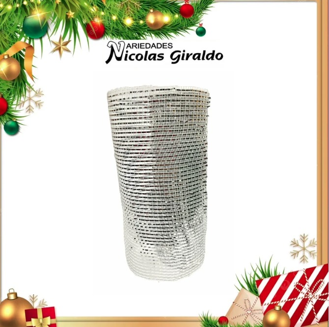 @MALLA DECORATIVA 26CM 8 YARDAS BLANCA PLATA
