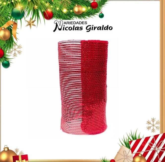 @MALLA DECORATIVA 26CM 8 YARDAS ROJA