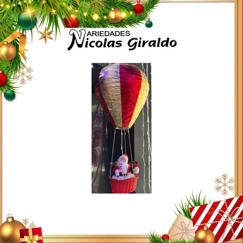 @PAPA NOEL GLOBO DORADO Y ROJO
