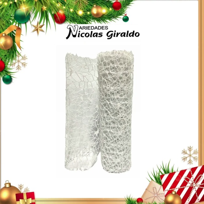 @MALLA DECORATIVA 26CM 5 YARDAS NIDO PAJARO BLANCA 