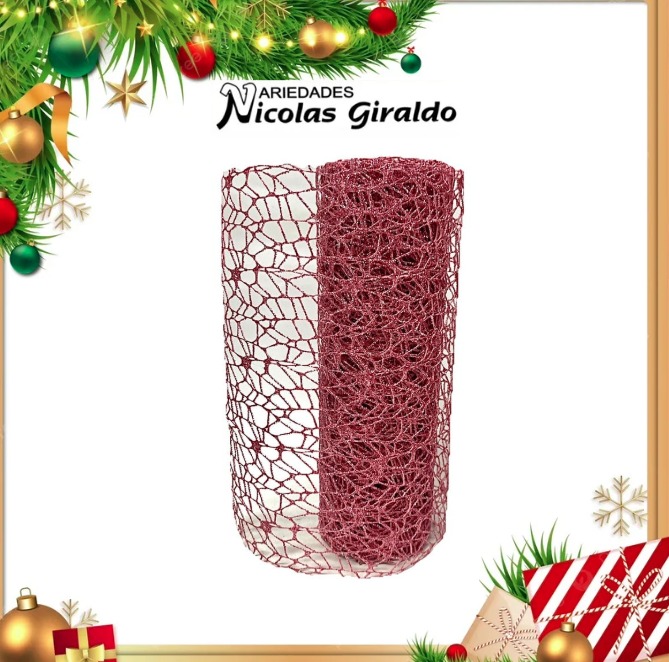 @MALLA DECORATIVA 26CM 5YDS NIDO PAJARO ORO ROSA
