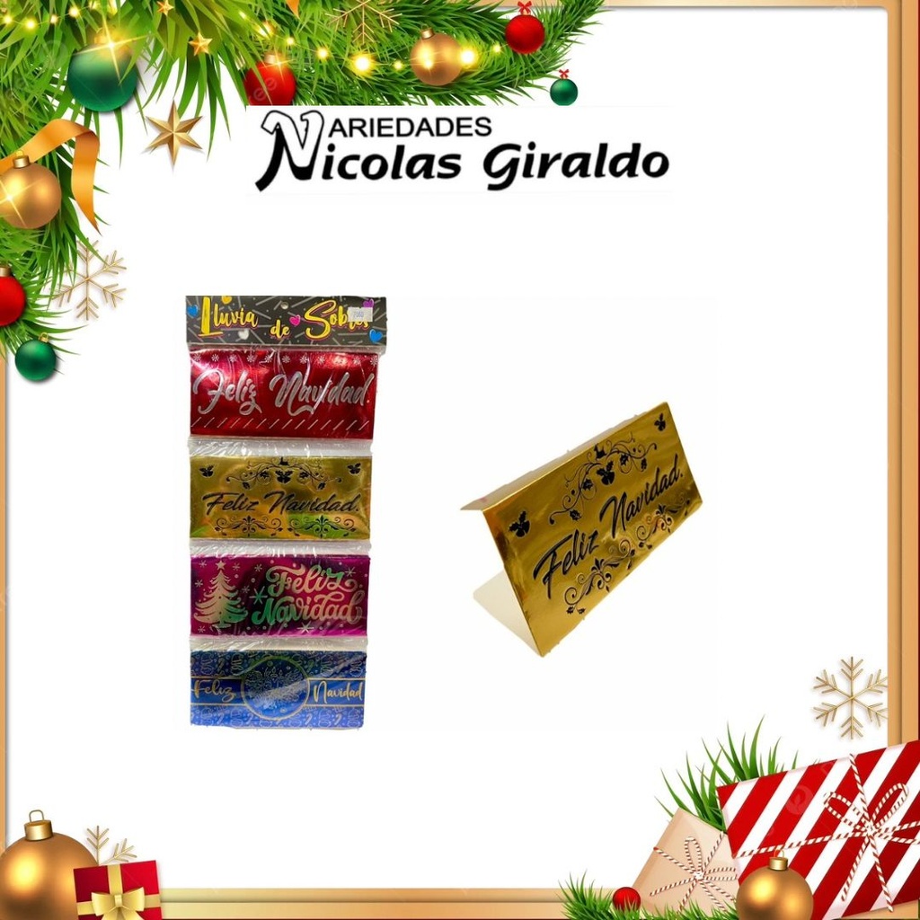 LLUVIA SOBRE NAVIDAD ESTAMPADA METALIZADA CARIÑITO X12  