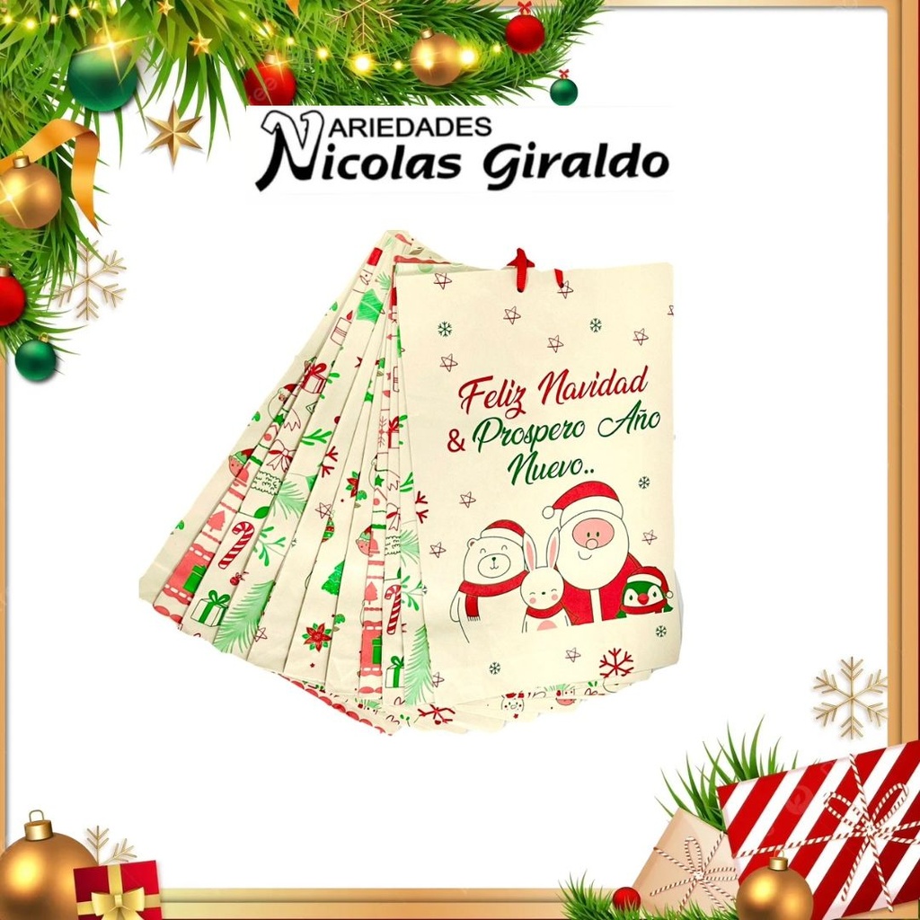 @BOLSA NAVIDEÑA ECOLOGICA GRANDE PQT X12