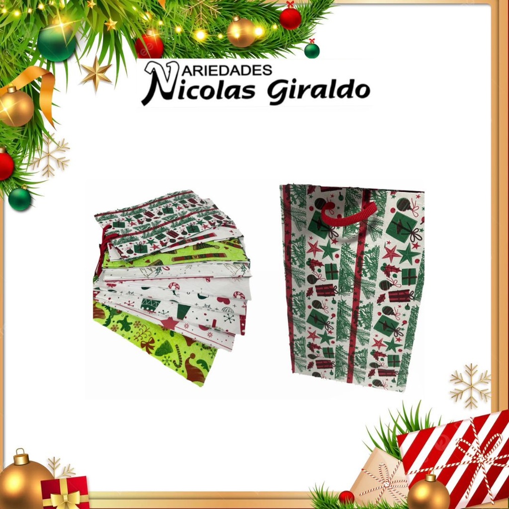 BOLSA NAVIDEÑA CORRUGADA MEDIANA PQT X12 