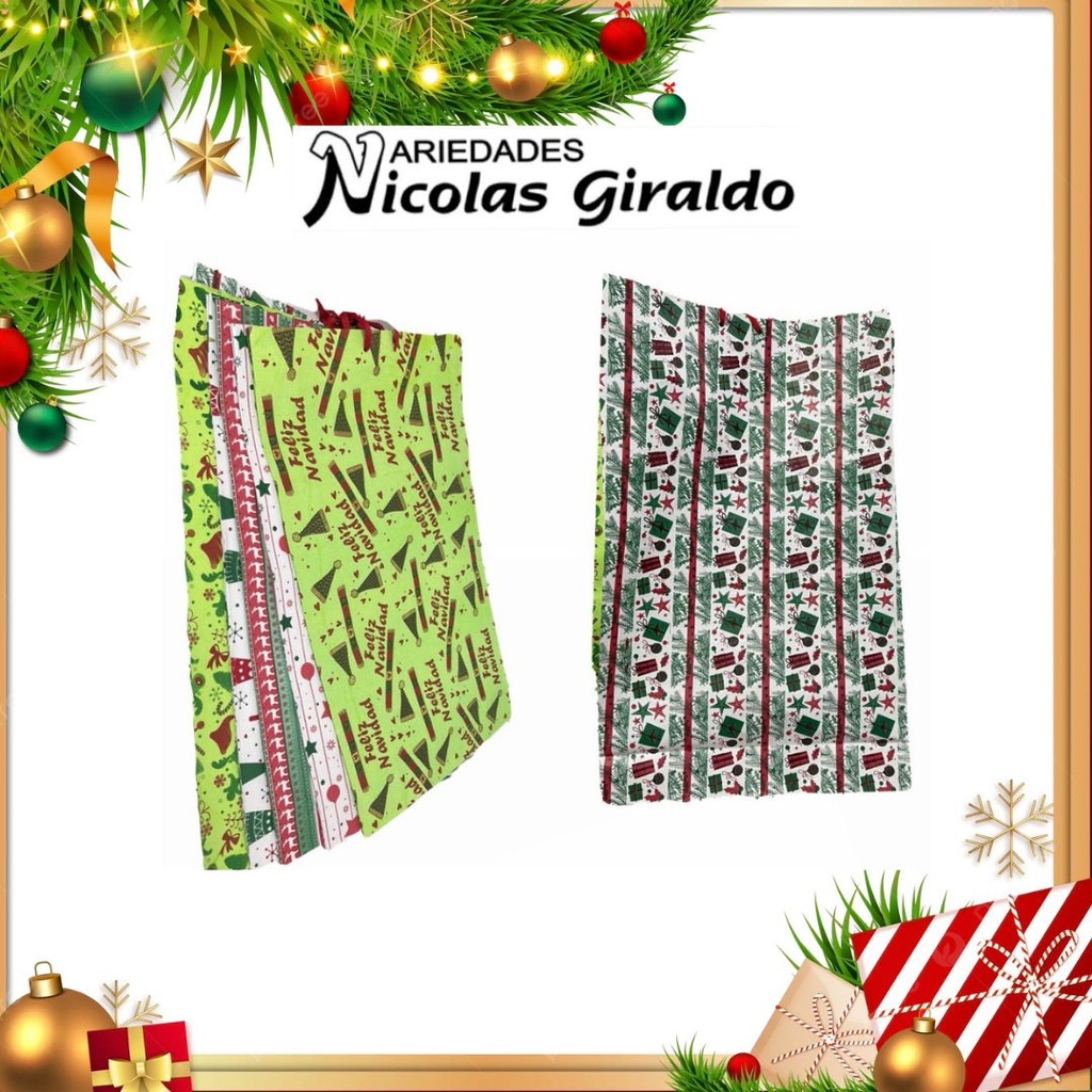 BOLSA NAVIDEÑA CORRUGADA JUMBO PQT X6 