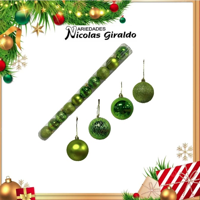@BOLA NAVIDEÑA 6 CM X10 VERDE