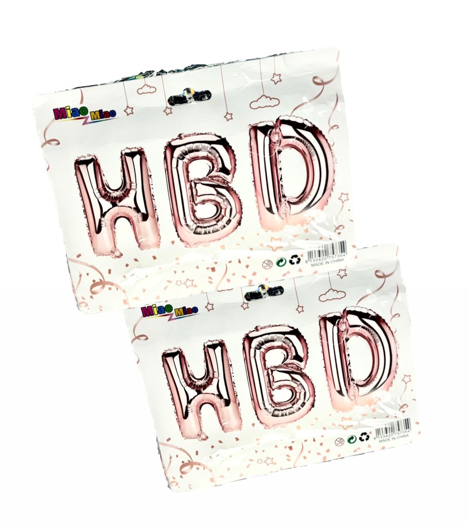 @Inflable letrero "H.B.D" 16 pulgadas oro rosa