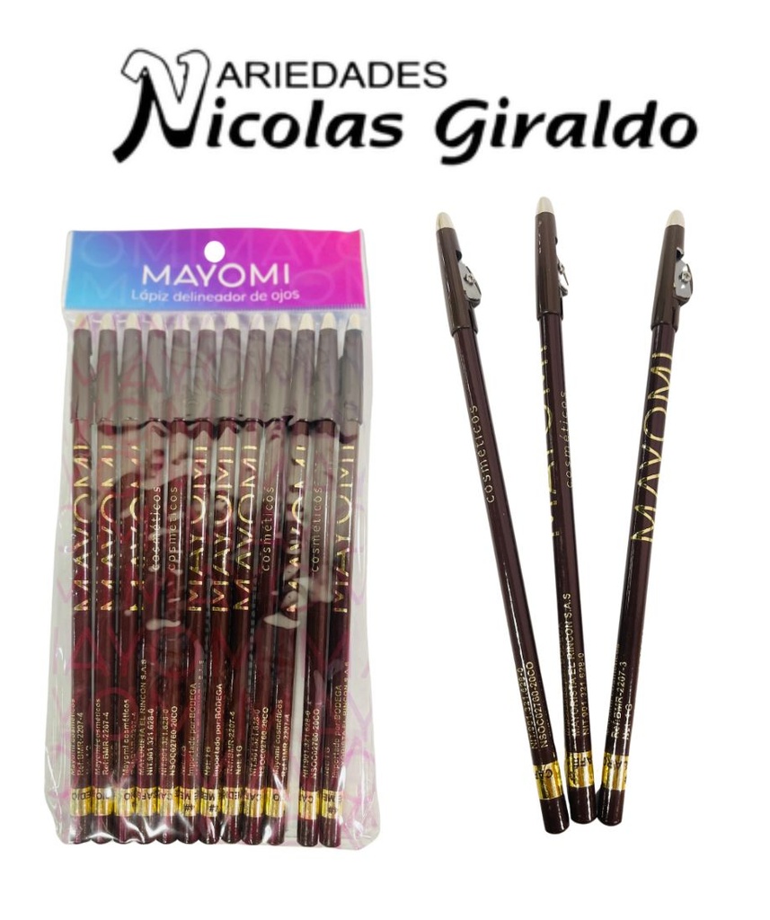 Lapiz ojos sencillo cafe oscuro x12 unidades 