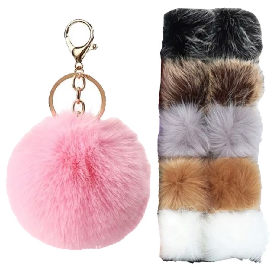 Llavero peludo bola pqt x12 