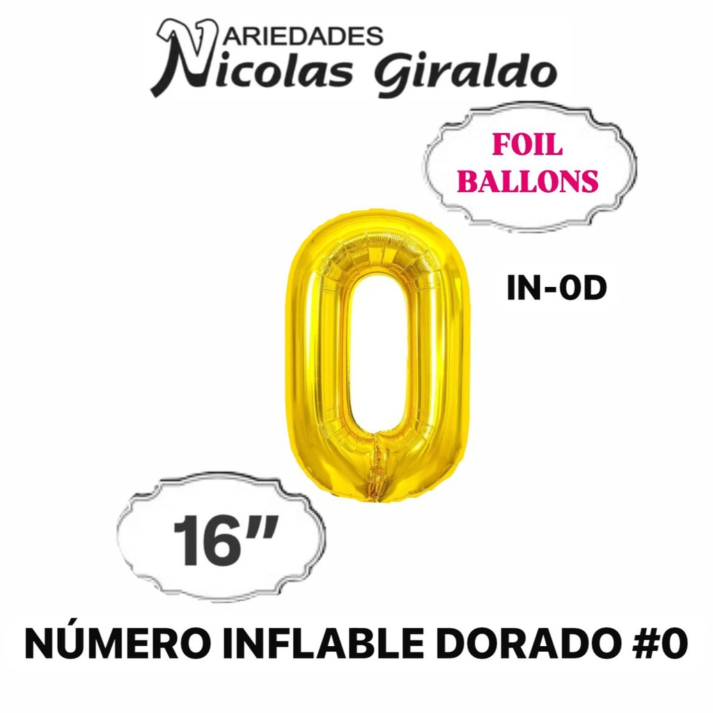 @(DF-013) Numero inflable dorado #0 