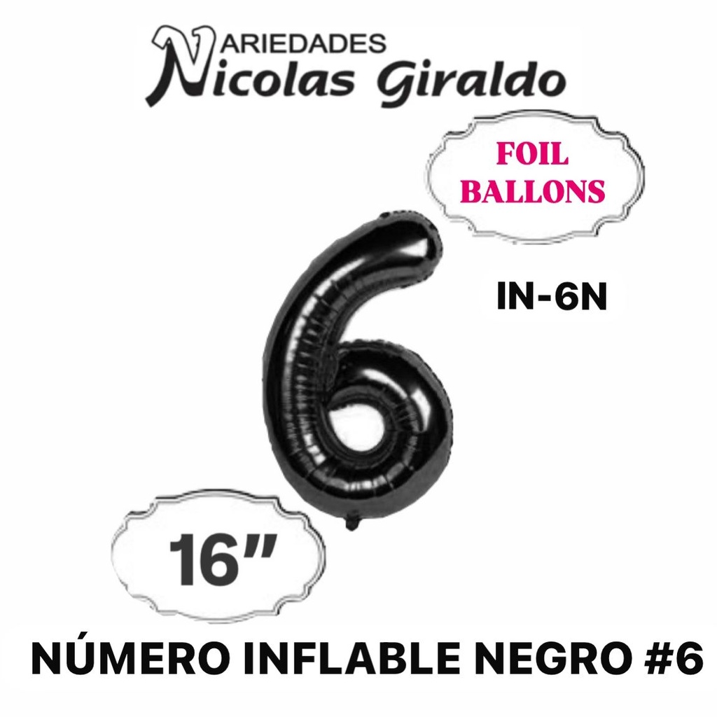 @(1404P)Numero inflable negro #6