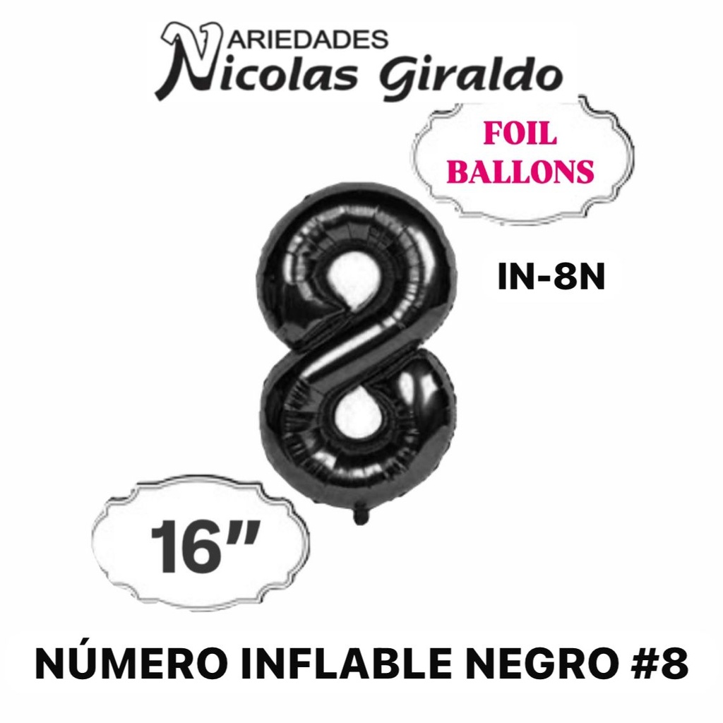 @(1404P)Numero inflable negro #8
