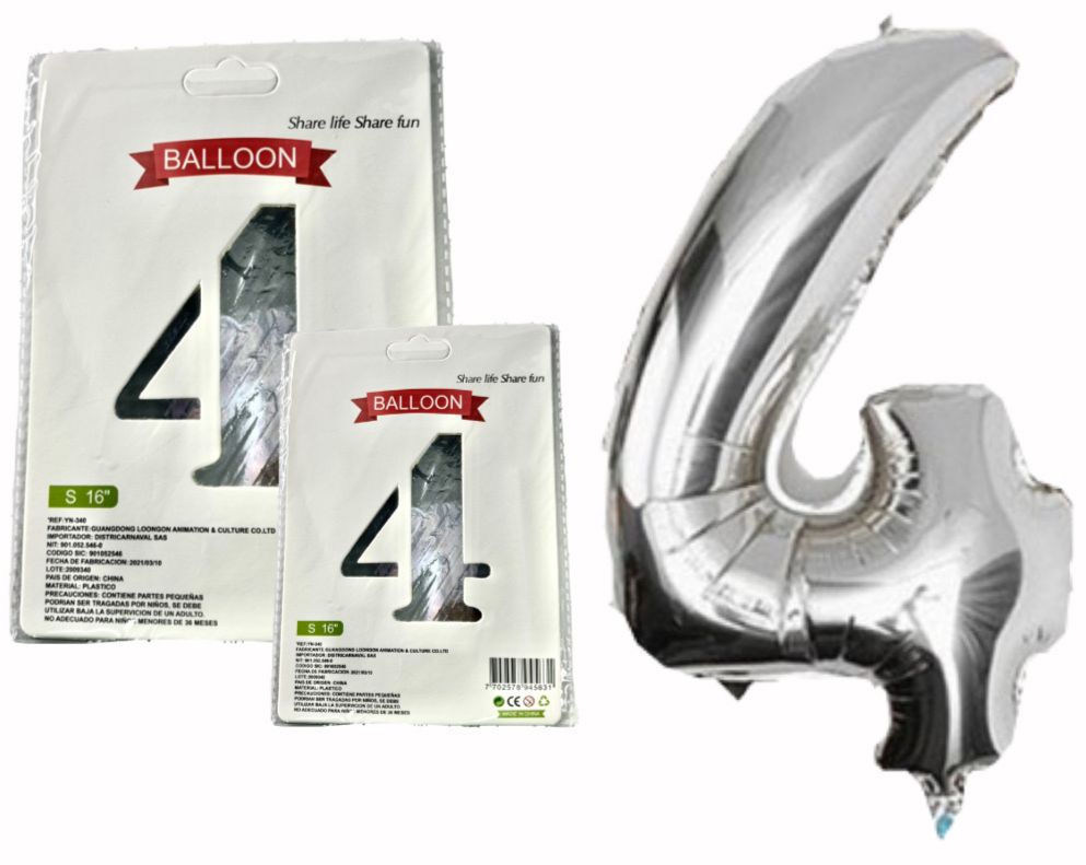 @(1404P) Numero inflable plata #4