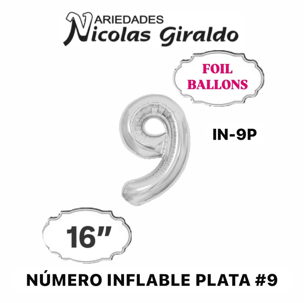 @(DF-013) Numero inflable plata #9