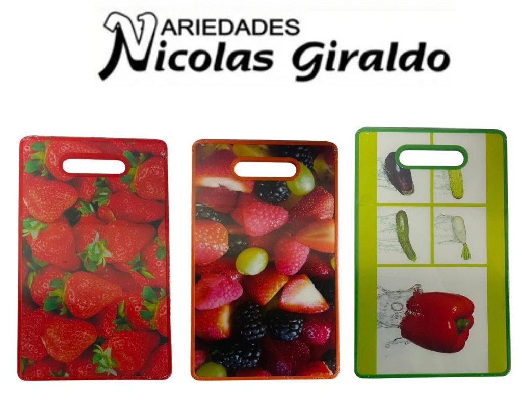 Tabla picar estampada frutas gruesa 23X37