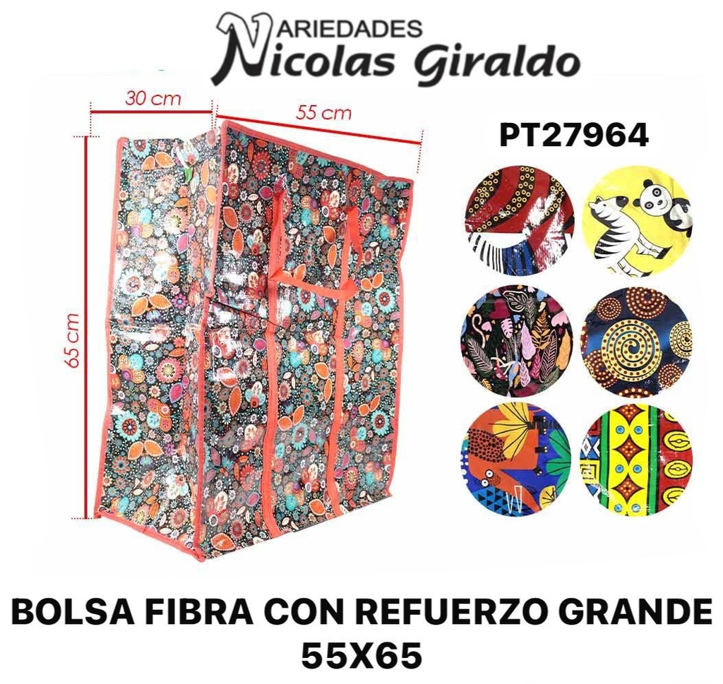 Bolsa fibra con refuerzo grande 55x65