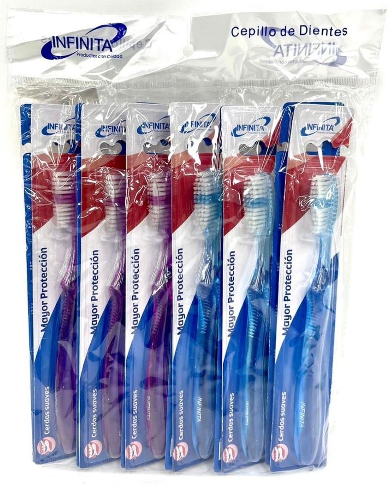Cepillo dental infinita adulto traslucido x12 unidades