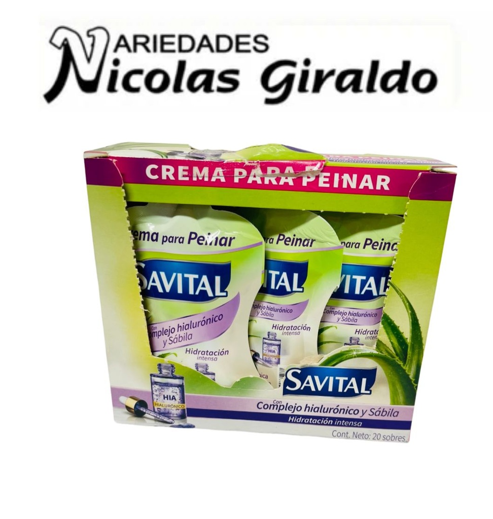 Crema peinar savital sobre caja x20