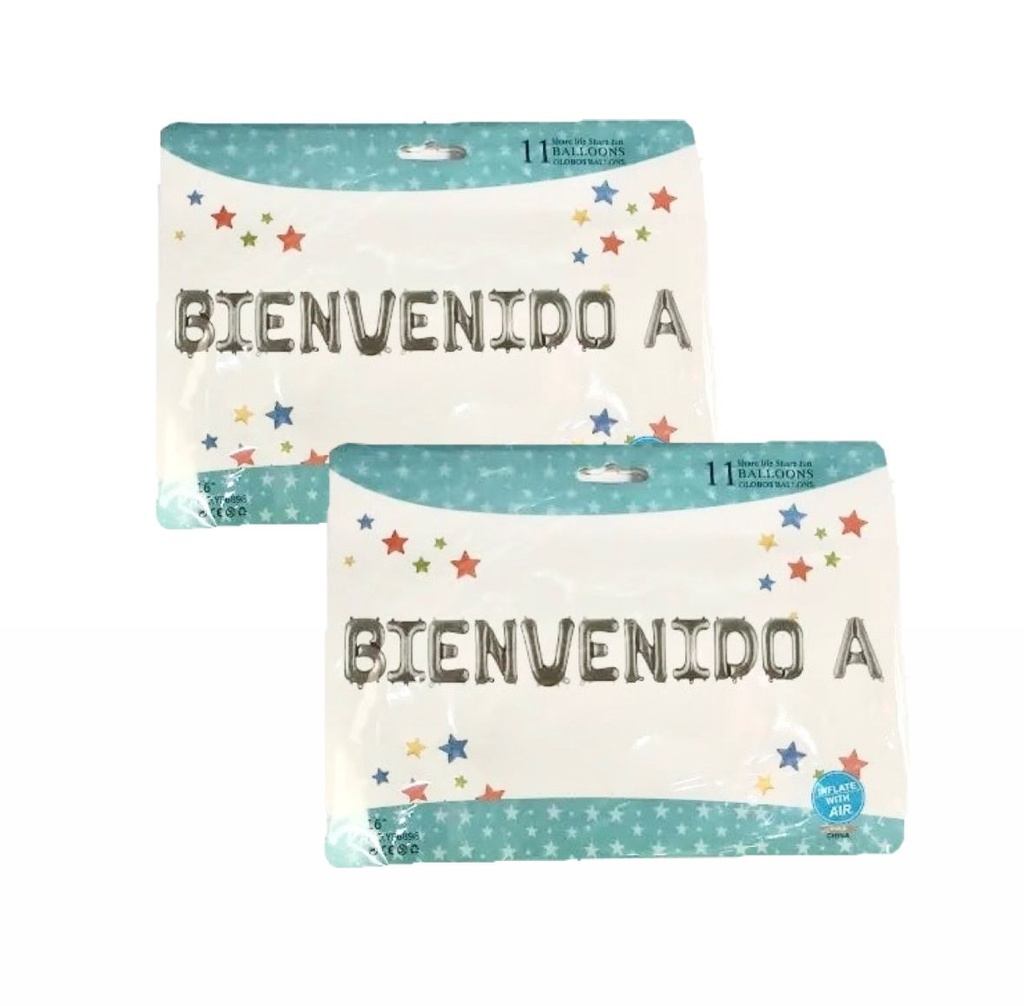 Inflable "bienvenidos" letra plata