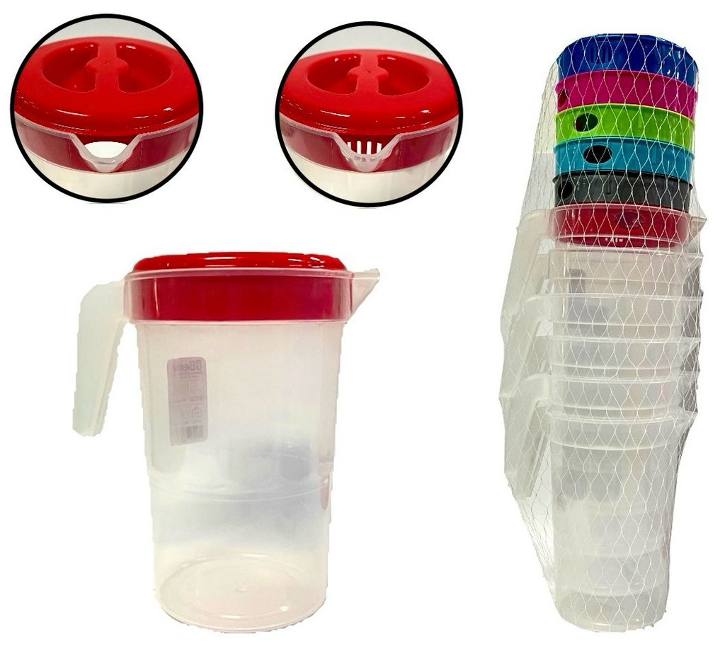 Jarra 2.5 litros fina en malla x6 mas vasos beed 