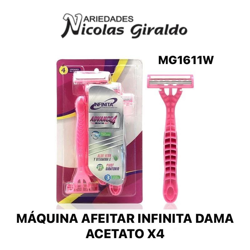 Maquina afeitar infinita dama acetato x4