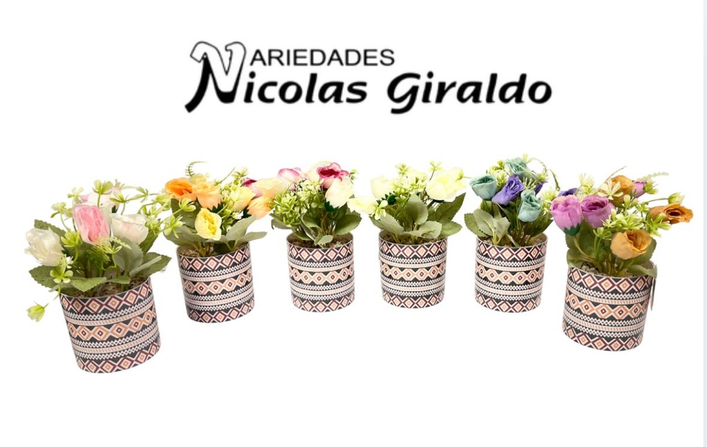 Matera estampada flor artificial rosa