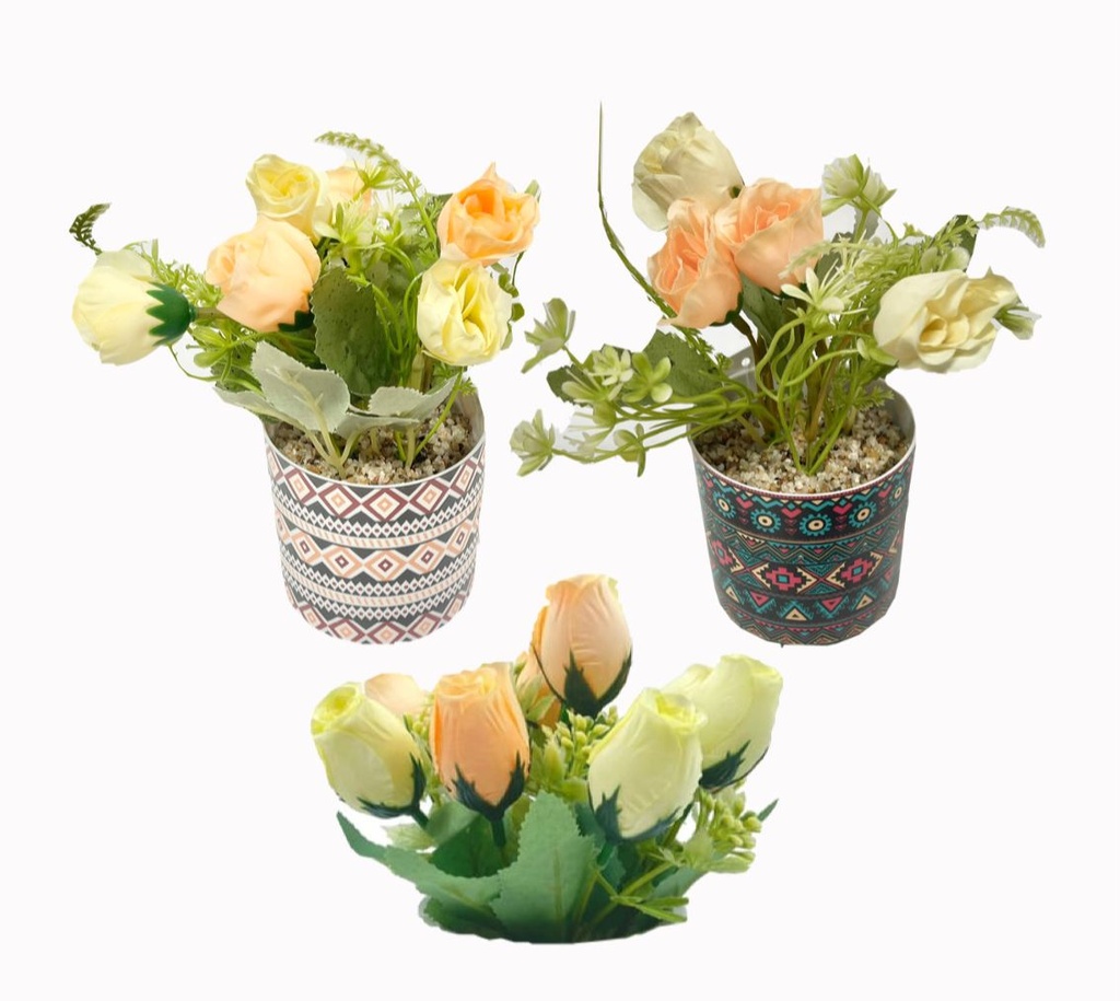 Matera estampada flor artificial rosa