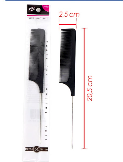 Peine cole raton metal negro PQT X12  (SE1860)