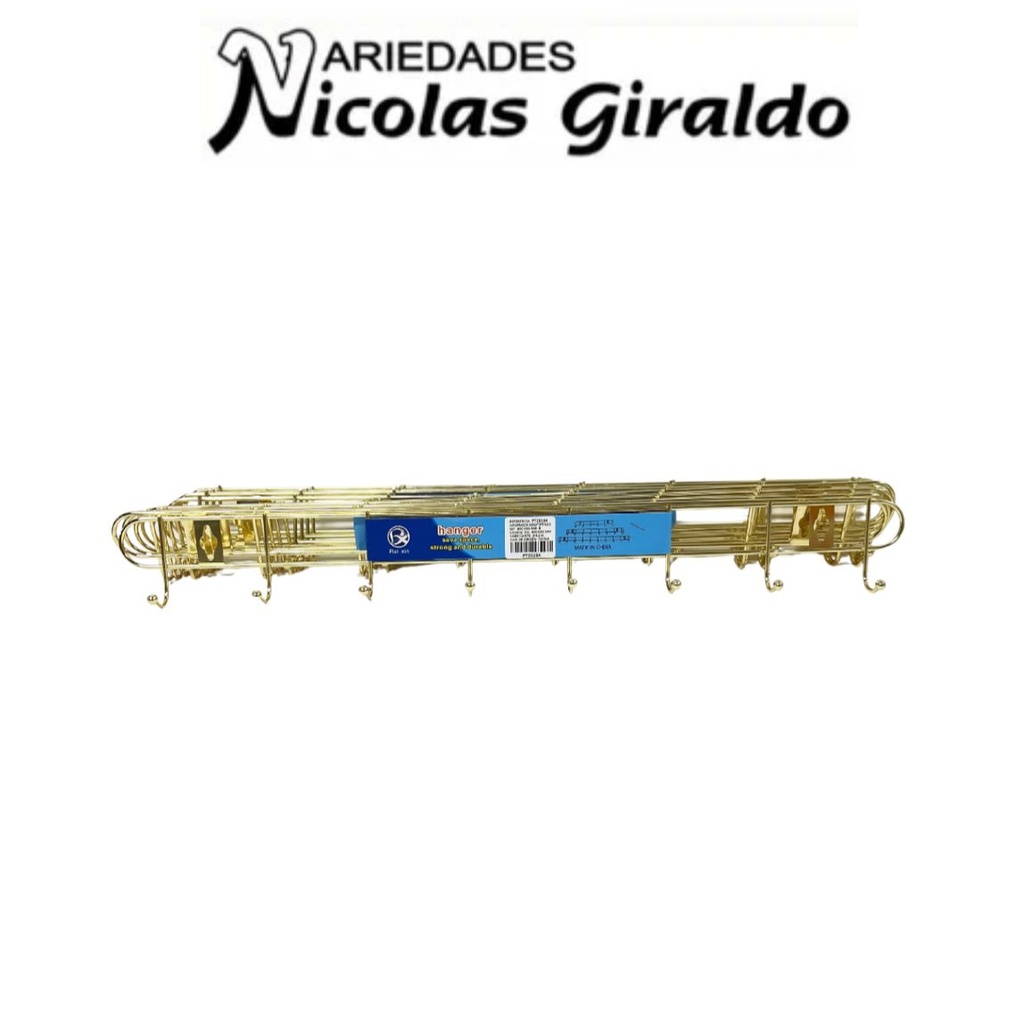 Perchero metal dorado x8 paquete x10 