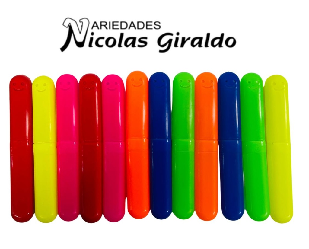 Porta cepillo tubo pequeño cara feliz x12