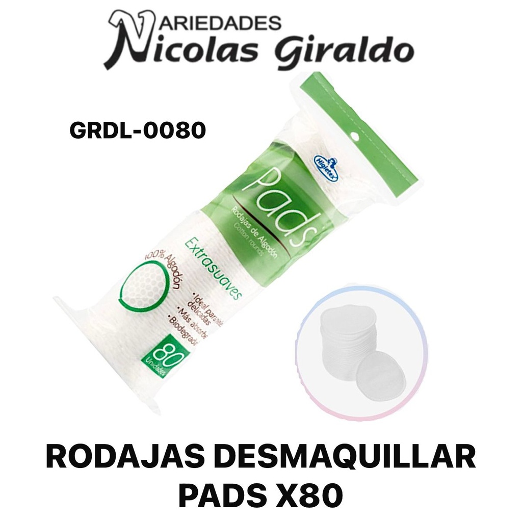 Rodajas desmaquillar pads x80