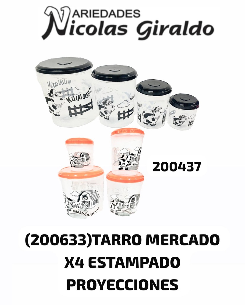 (200633)Tarro mercado x4 estampado proyecciones 