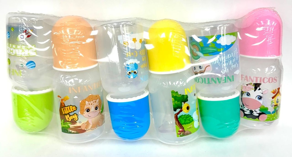 Tetero liso pequeño 5oz infantico pastel pqt x6 