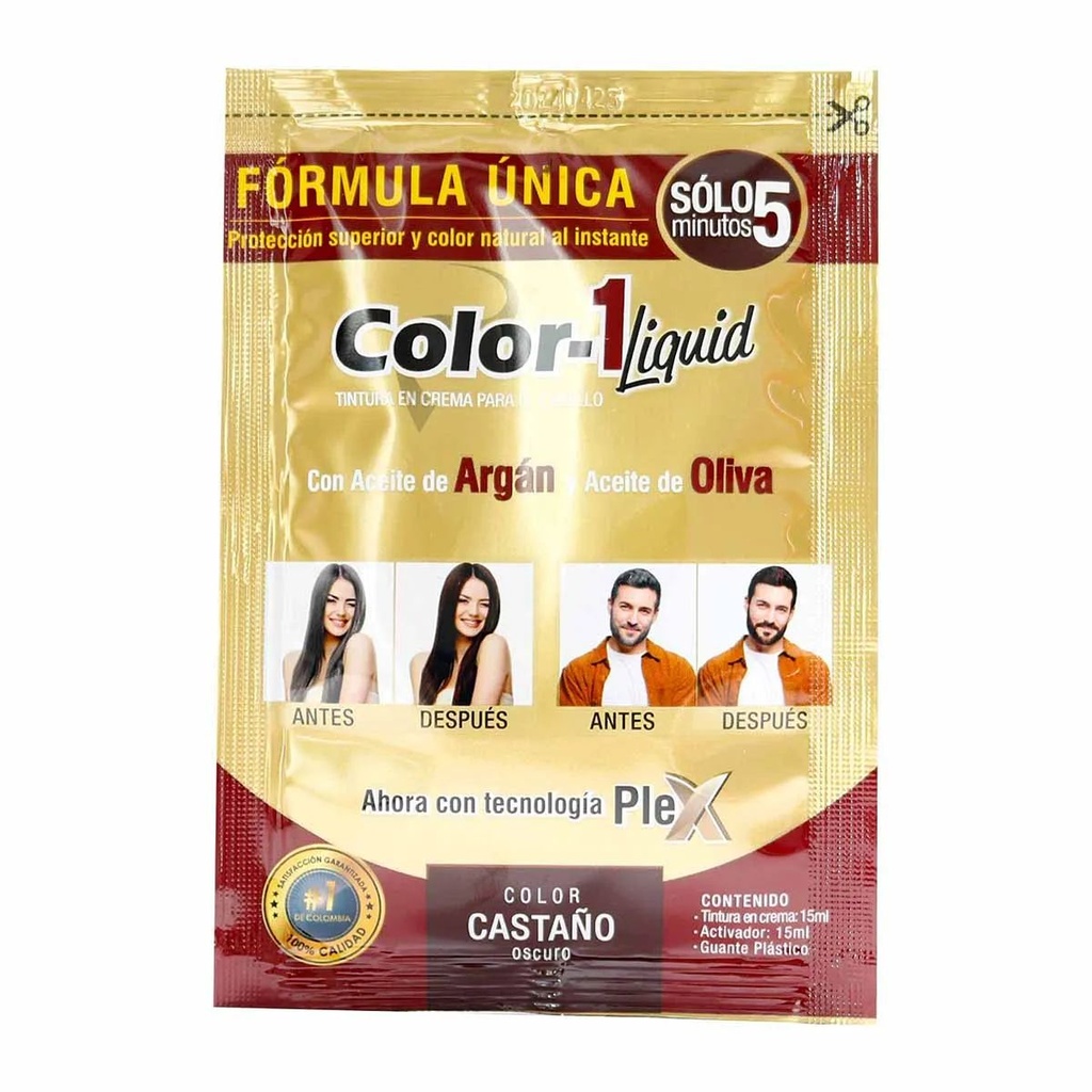 Tintura liquida castaño oscuro color uno sobre