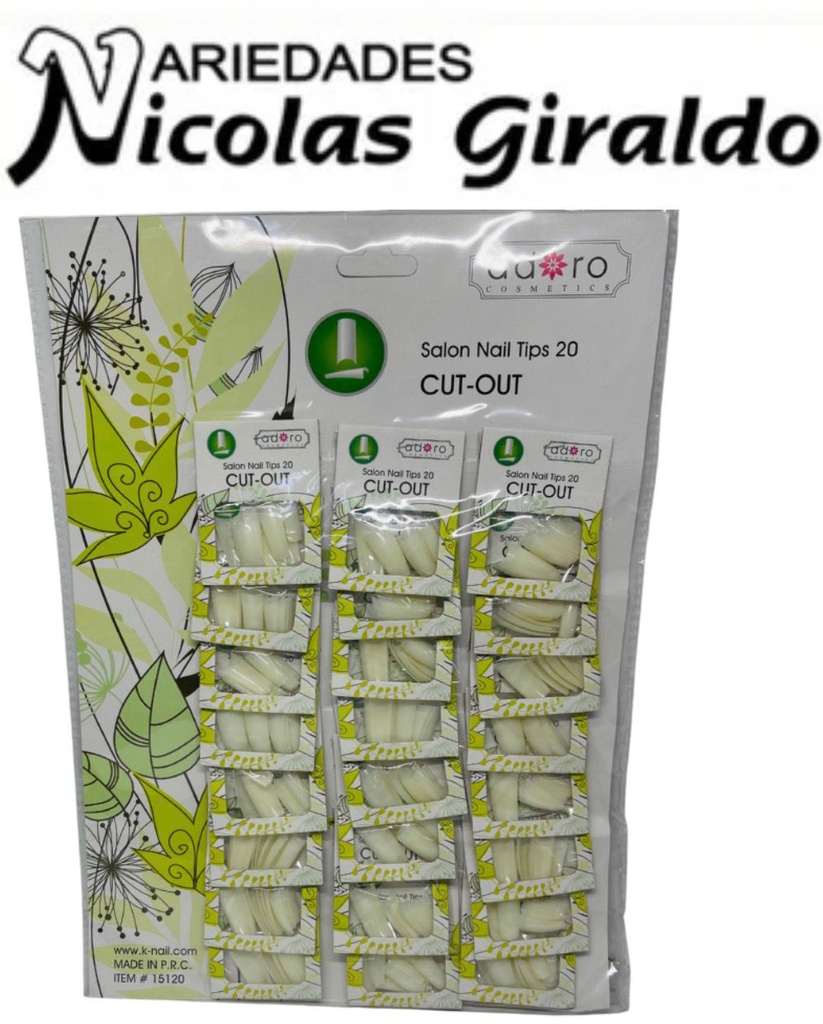 Uñas adoro CUT-OUT blanca x24 Carton verde