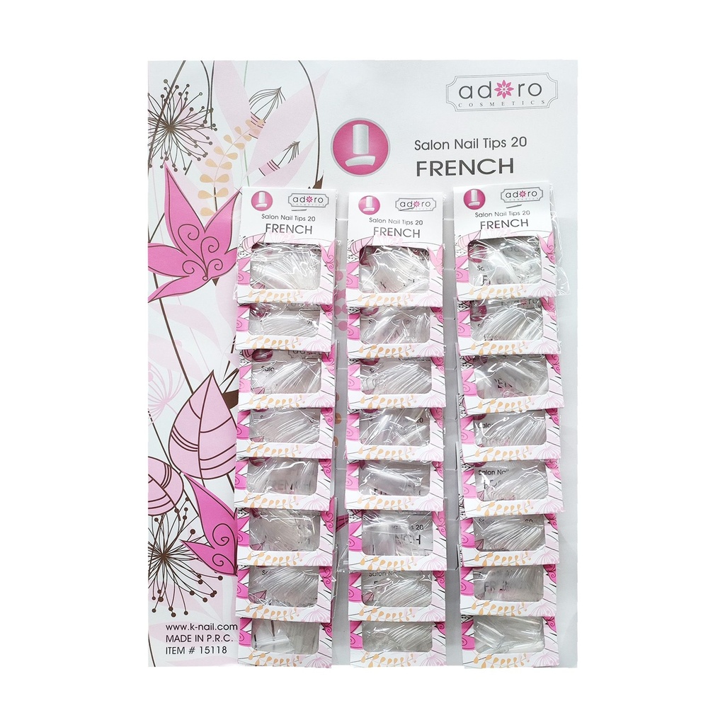 Uñas adoro FRENCH x24 carton rosado 