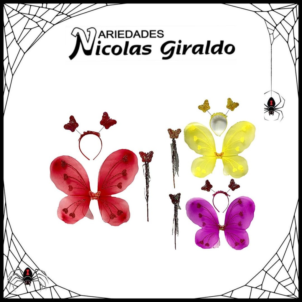 @Juego halloween alas de mariposa pqt x3 REF 38-008