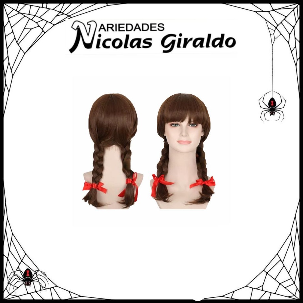 @Peluca halloween dos trenzas marron