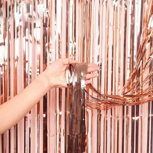 Cortina fiesta brillante 2x1 oro rosa (NA602OR)