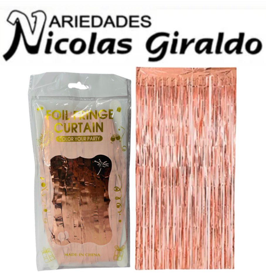 Cortina fiesta brillante 2x1 palo rosada