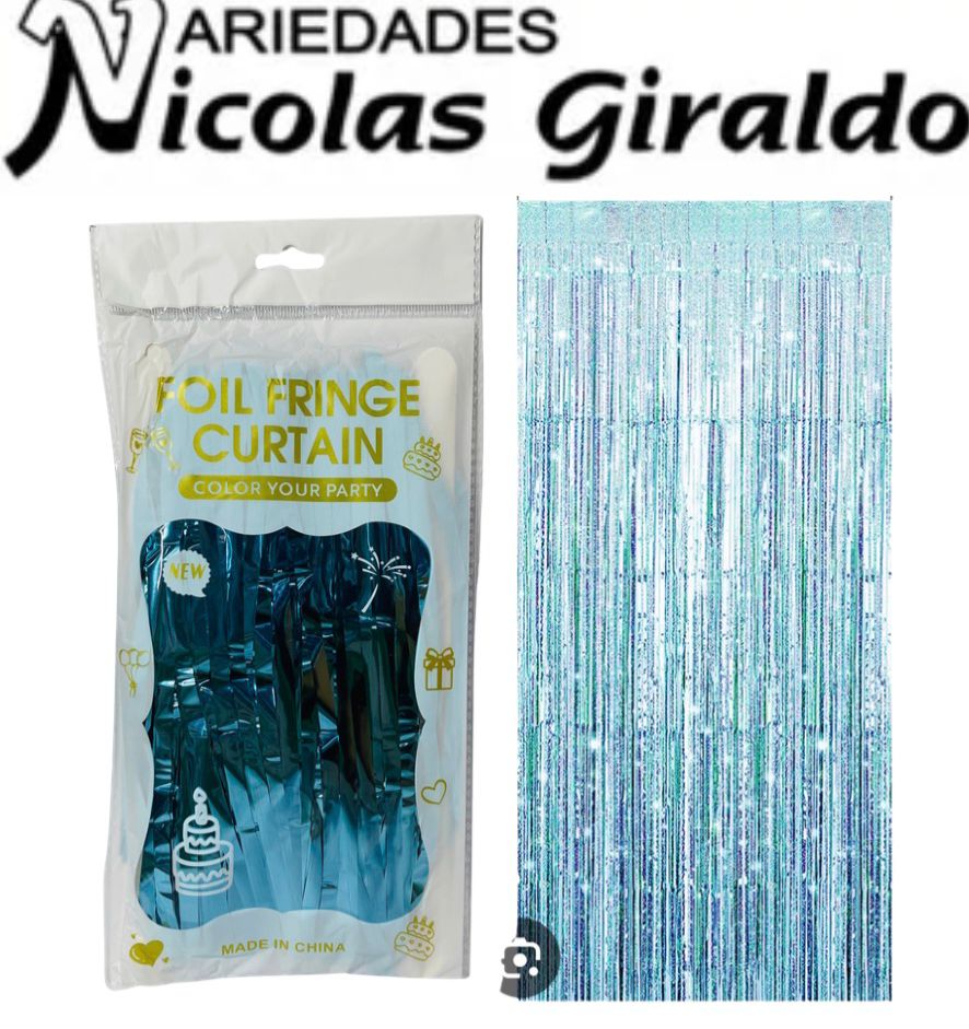 Cortina fiesta brillante 2x1mt azul clara 