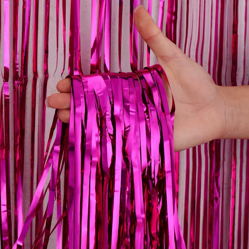 Cortina fiesta brillante 2x1mt fucsia