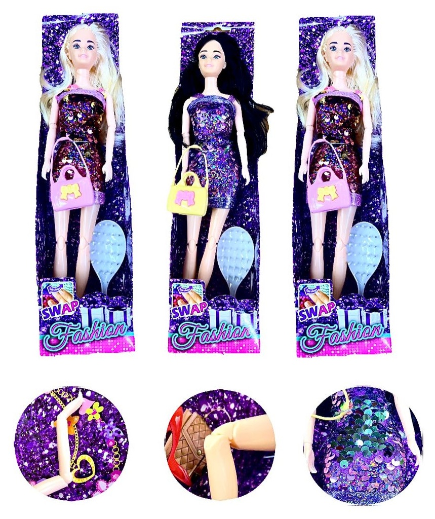 (CA167)Muñeca carton vestido lentejuelas