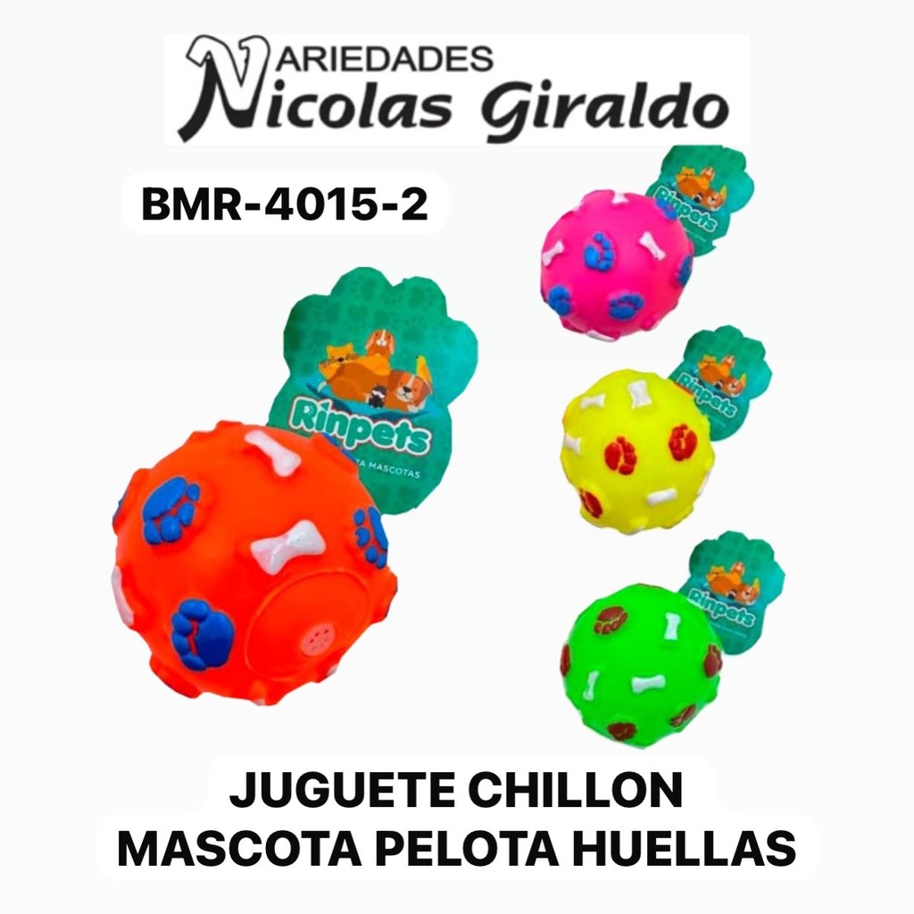 Juguete chillon mascota pelota huellas
